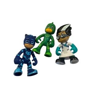 PJ Masks Toy Lot Catboy Gekko Romeo Figures Cat-Car Gekko-Mobile Launcher Base